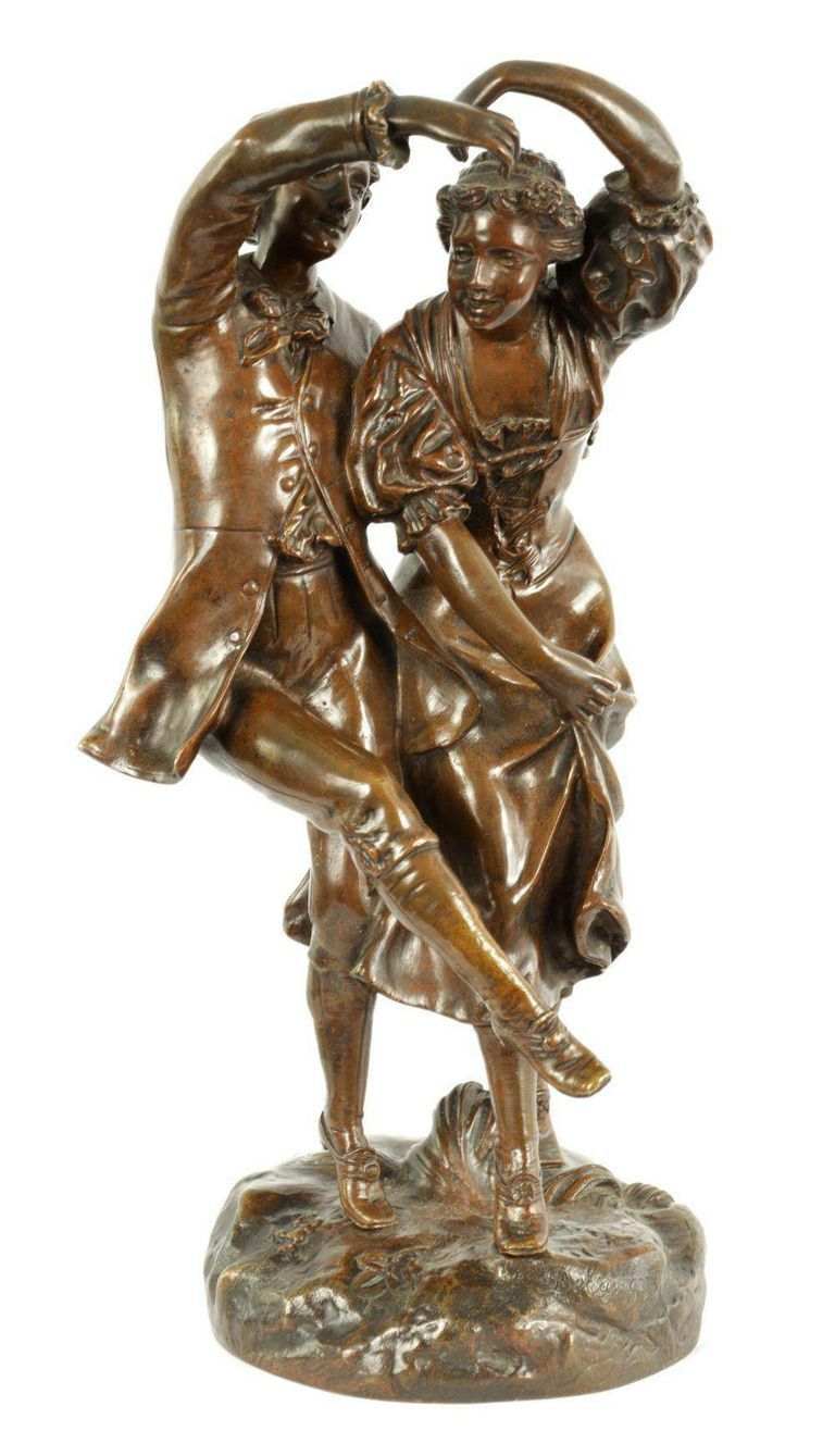 Harmony in Motion: 19th Century French Patinated Bronze - Classical Dance