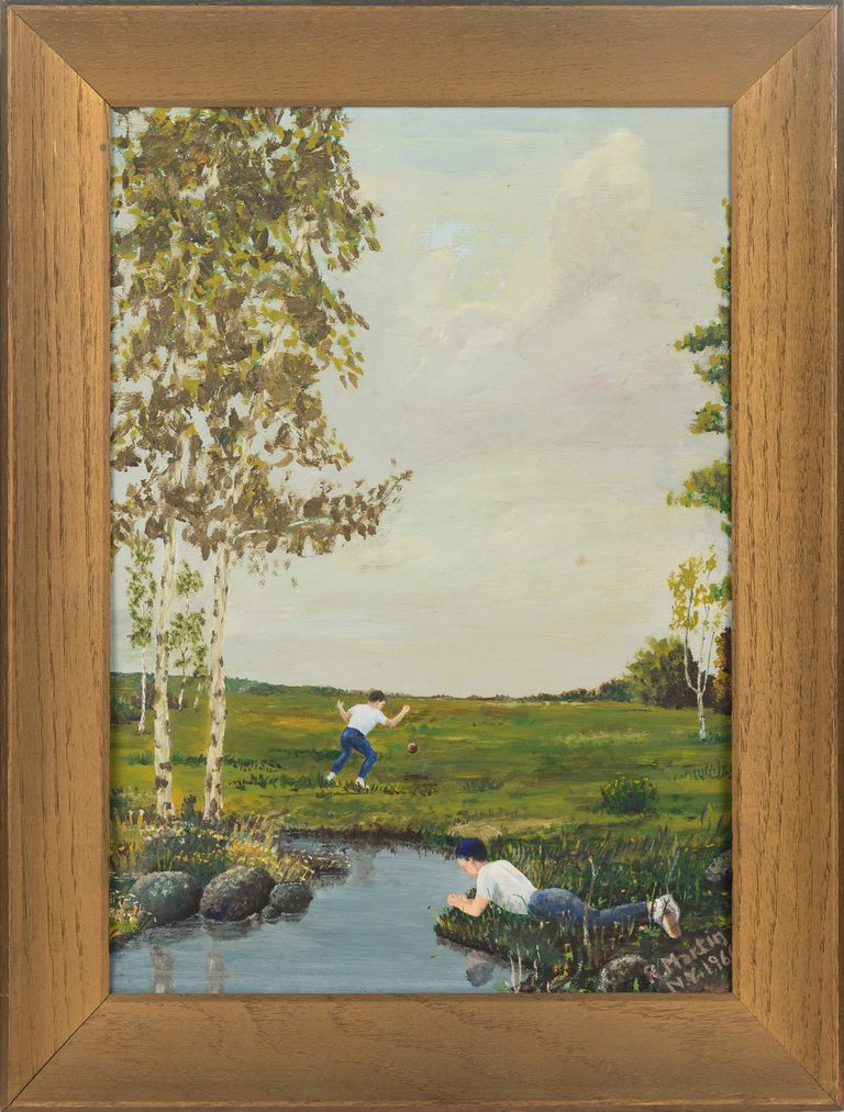 R. Martin, Landscape with Kids Playing