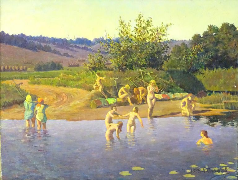 Alexander Serafimovich Slashchev / Slashev, 'Bathing after Haymaking'