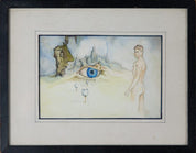 Signed Surrealist Watercolour Painting by Pierson Titled 'The Gaze' 1965