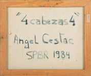 Angel Cestac, Composition with Portraits - Late 20th Century Oil on Canvas