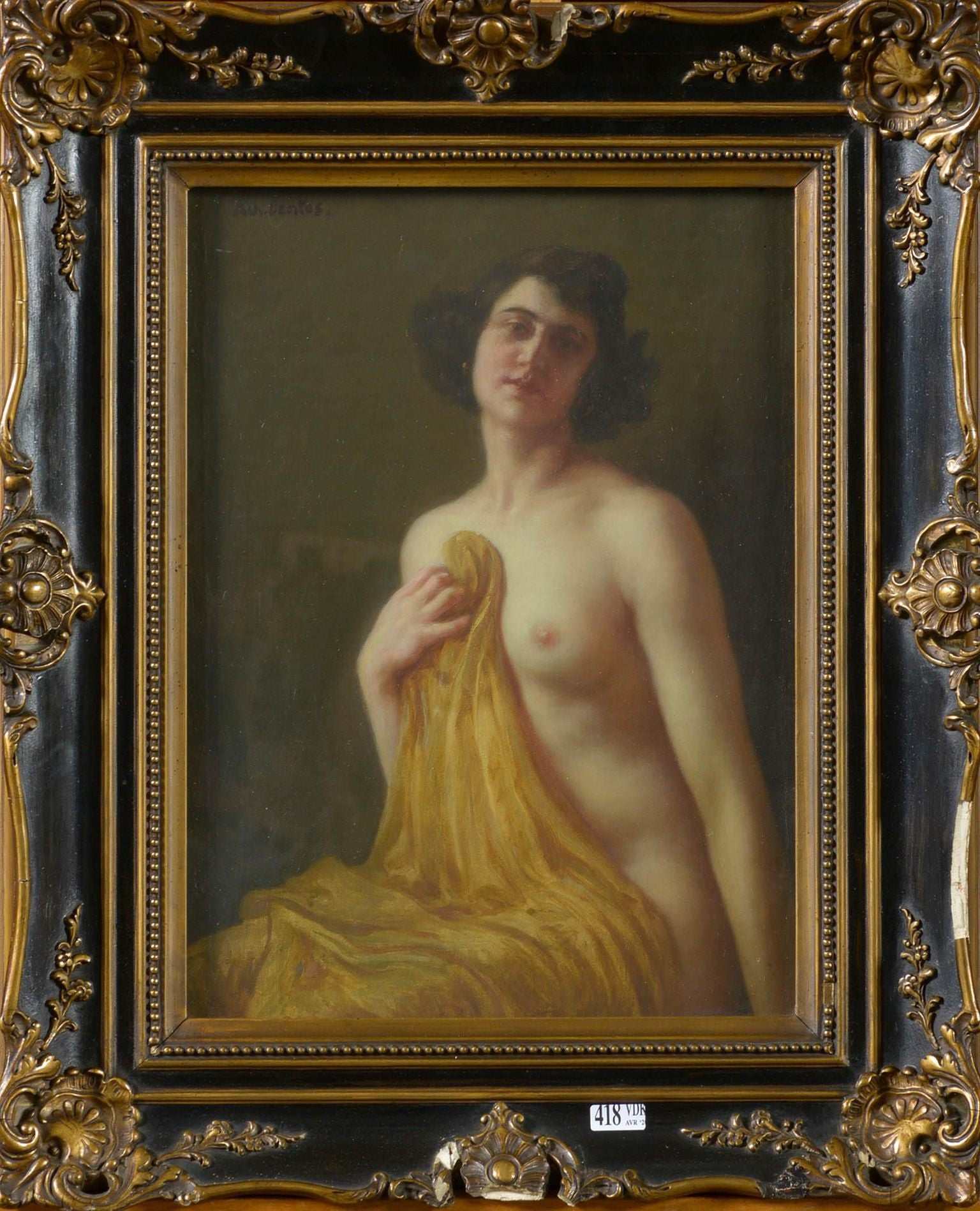 Achille Bentos "Female nude with drapery"