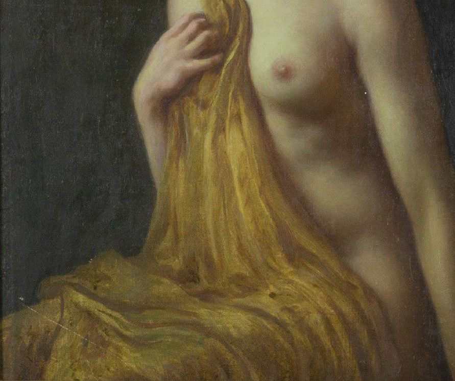 Achille Bentos "Female nude with drapery"