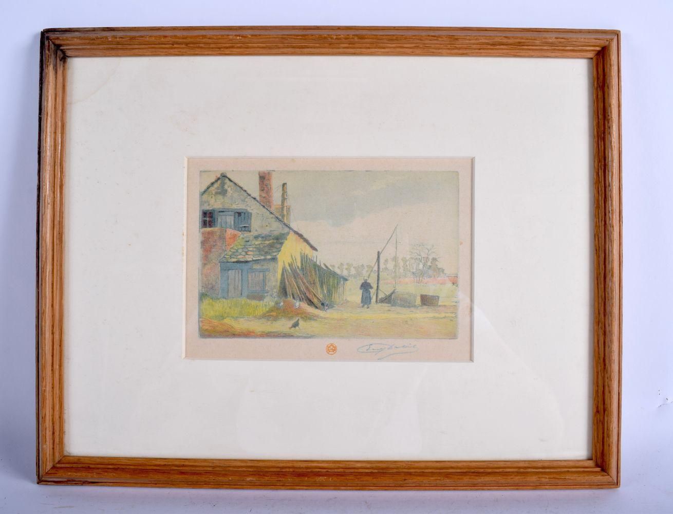 Signed Coloured Engraving 'Rural Scene' 1900