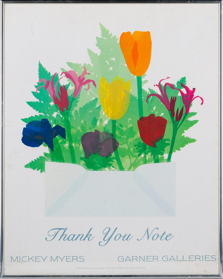 A vintage MICKEY MYERS Poster Titled  'Thank You Notes'