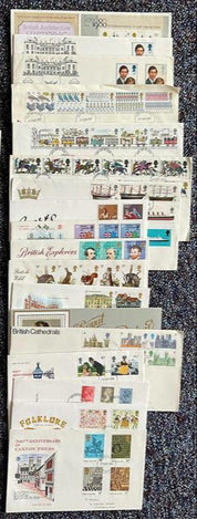 Collection of 48 First Day Covers with Stamps & FDI Postmarks Plus Fiji Souvenir Album (Royal 21st Birthday)