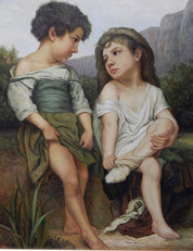 Vintage Oil Painting “At the Edge of the Brook” After William-Adolphe Bouguereau