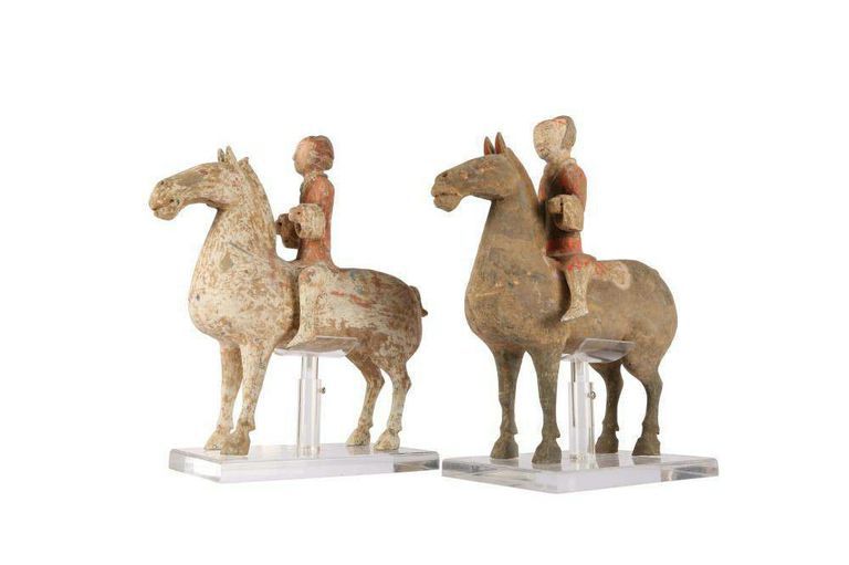 Two Chinese Pottery Horses and Riders