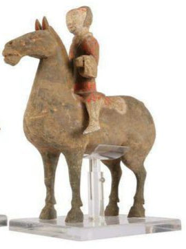 Two Chinese Pottery Horses and Riders