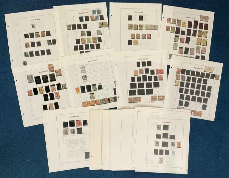 Belgium Used Stamp Collection on Approx. 100 Leaves (1849–1972) – Includes Over 50 19th-Century Stamps