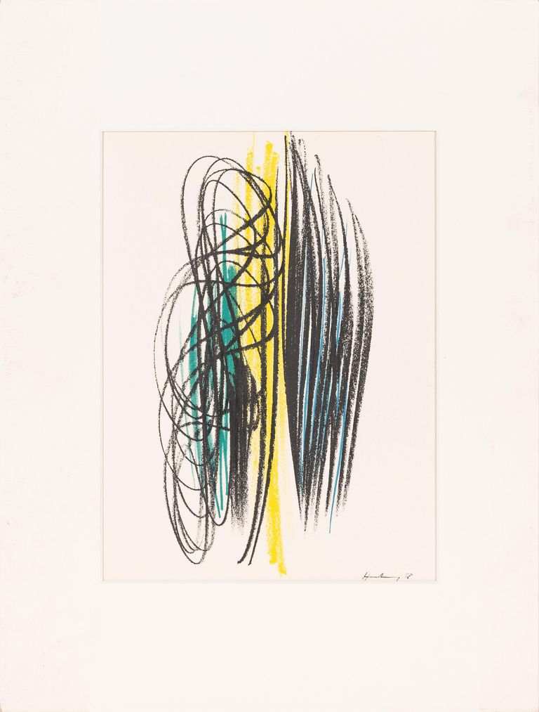 Hans Hartung 'Abstract composition with black lines and spirals''