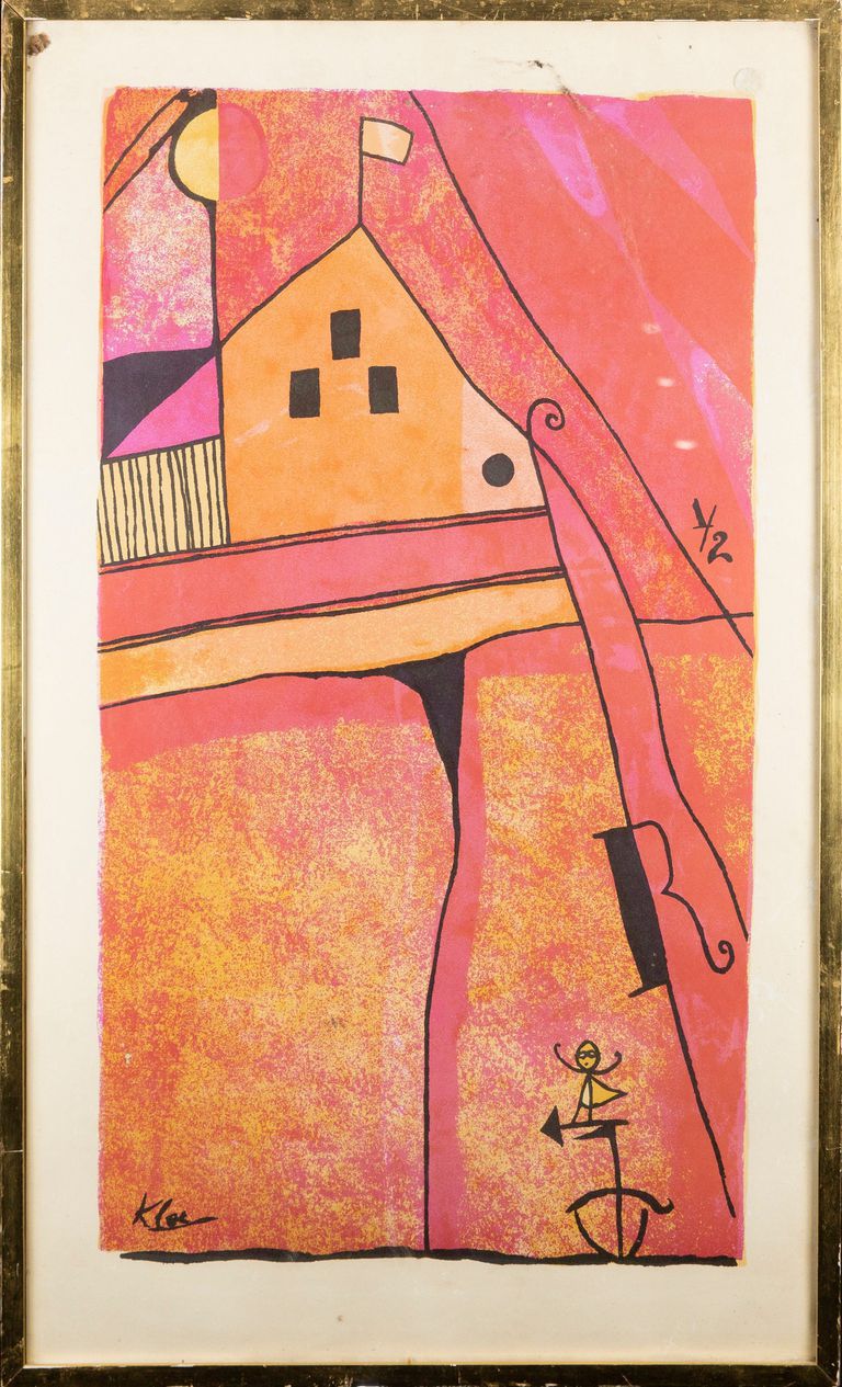 Vintage Art Print by Paul Klee ''Red Note''