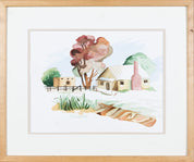 Watercolor Landscape Painting In Wooden Frame Signed J. Richardson