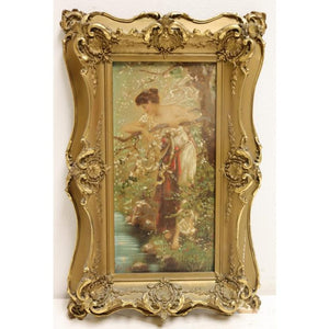 Original Vintage Painting - Composition with Female Figure