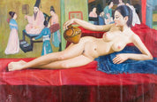 Signed Large Female Nude Painting by Chinese Artist