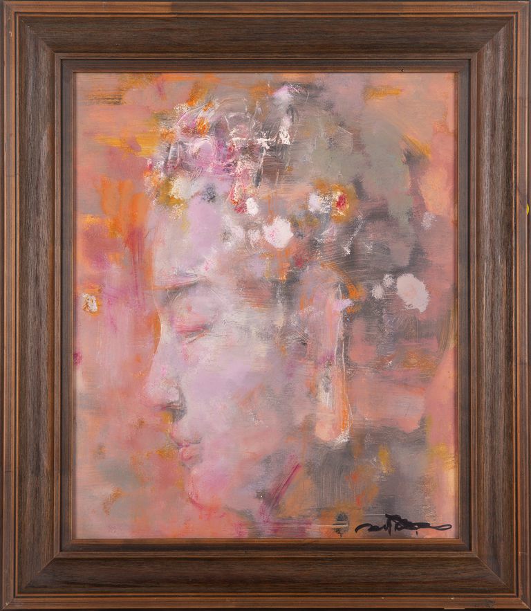 Original Signed Chinese Abstract Portrait by Jianjian Xing