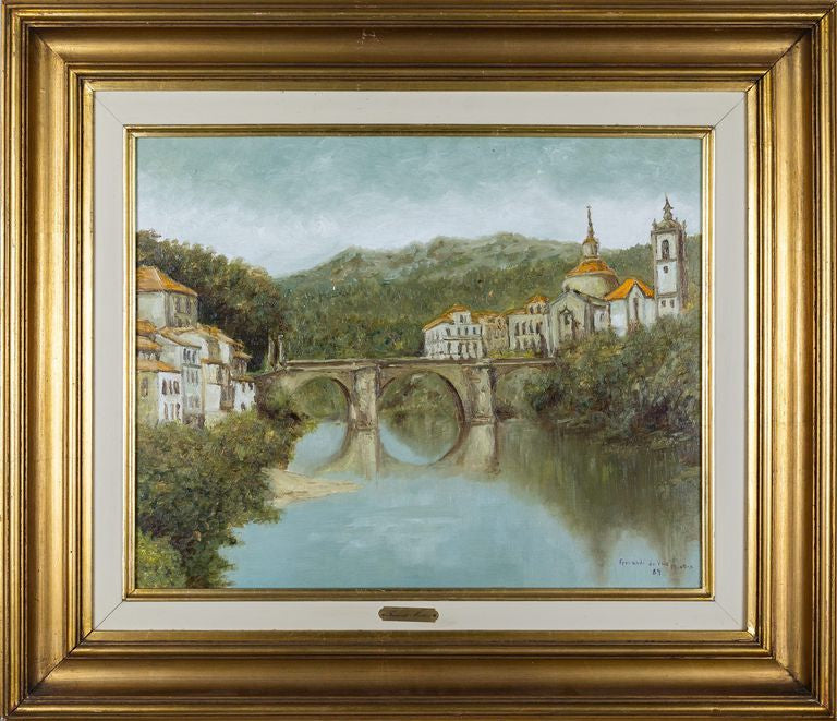 Fernando Do Vale Martins"River landscape with bridge"