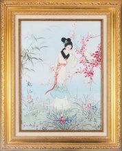 Original Oil Painting by Maul Lin "Chinese Maiden in a Garden"