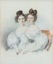 Antique Portrait Of Two 19th Century Sisters Signed Siebert