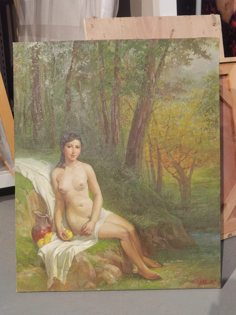 Shen Guangyao Unique Original Chinese Female Nude Portrait Signed