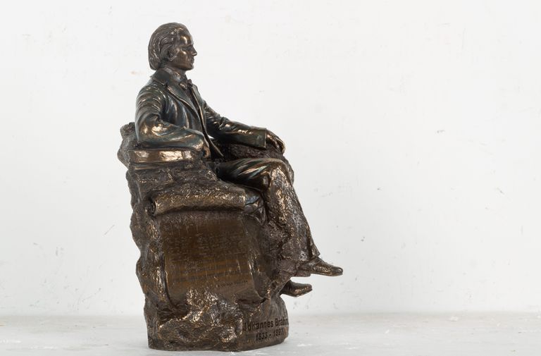 Medium Size Modernist Bronze Sculpture Of Composer Johannes Brahms