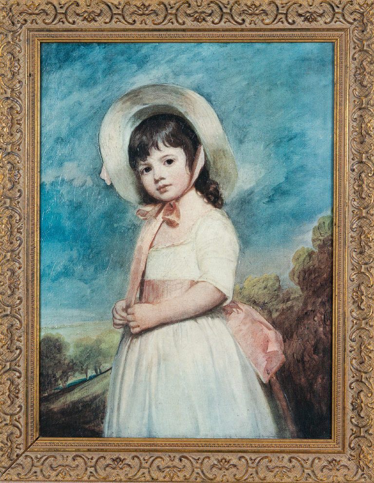 Vintage Portrait Painting - (After) G. Romney, "Miss Juliana Willoughby"