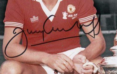 Manchester United 1977 FA Cup Final Signed 12x8 Colour Photo Montage