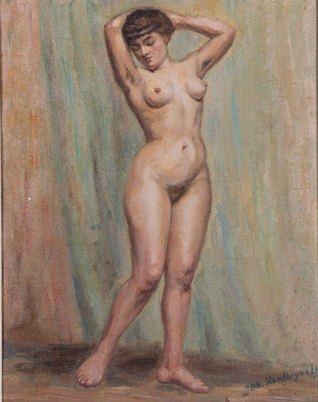 Jos van Hoyvelt "Standing nude with cloth"