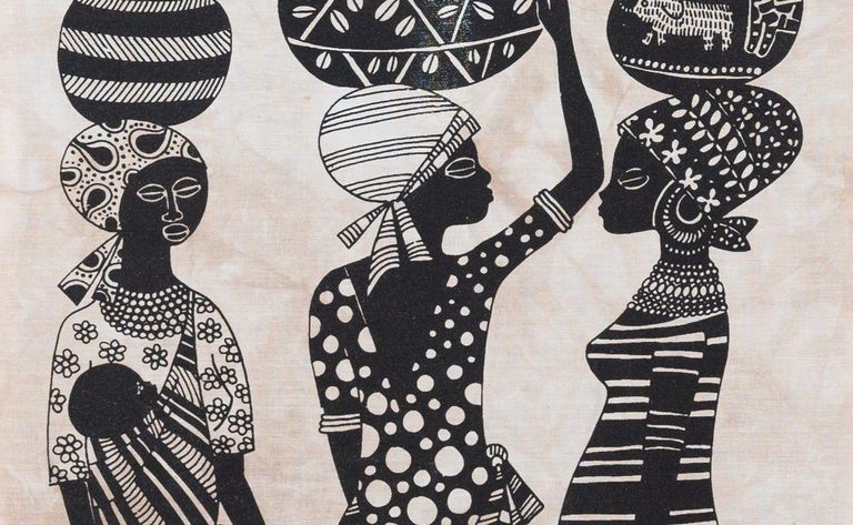 Signed African Silkscreen by Heidi Lange Ltd. Ed. Titled Market Women n.91 1983