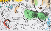 Marc Chagall , ''Scene with a green horse, in the background a city''