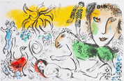 Marc Chagall , ''Scene with a green horse, in the background a city''