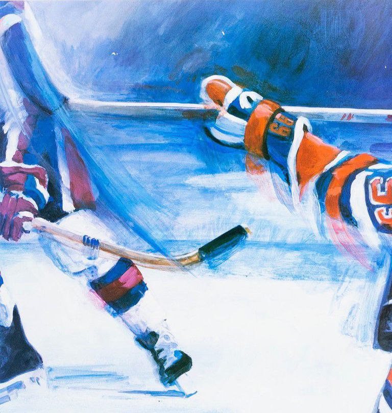 Wayne Gretzky 1985 "SLAP SHOT" Hockey Print after Painting by Thomas Needham