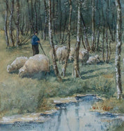 A. Durieux, Shepherd with his sheep at the edge of the forest