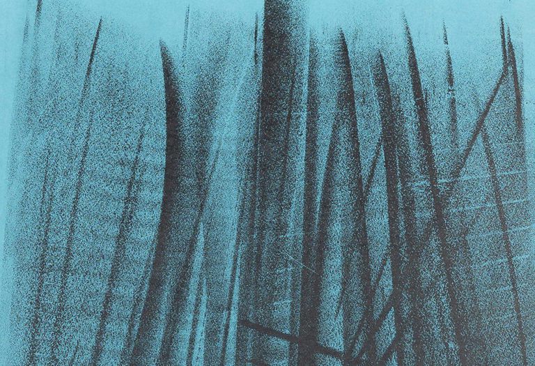 Hans Hartung, 'Black brushstrokes on a turquoise background'