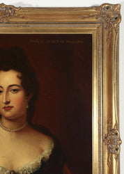 Antique Portrait Oil Painting After Willem Wissing, Portrait of Queen Mary II